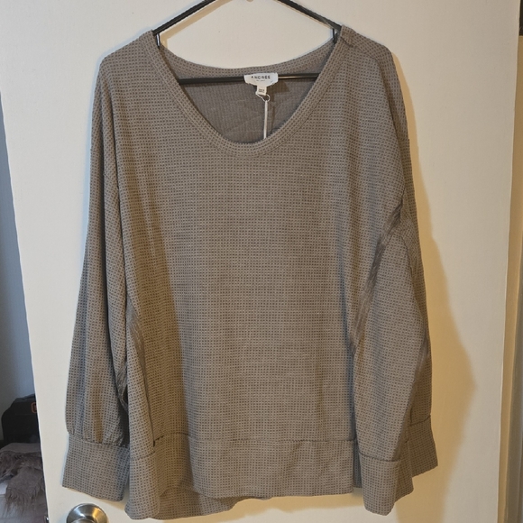 ANDREE BY UNIT Tops - ANDREE BY UNIT Taupe Textured Blouse